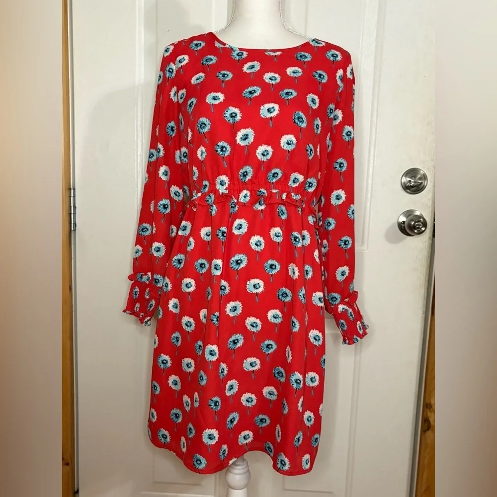 J. Crew Factory Red Longfellow Floral Dress size 8